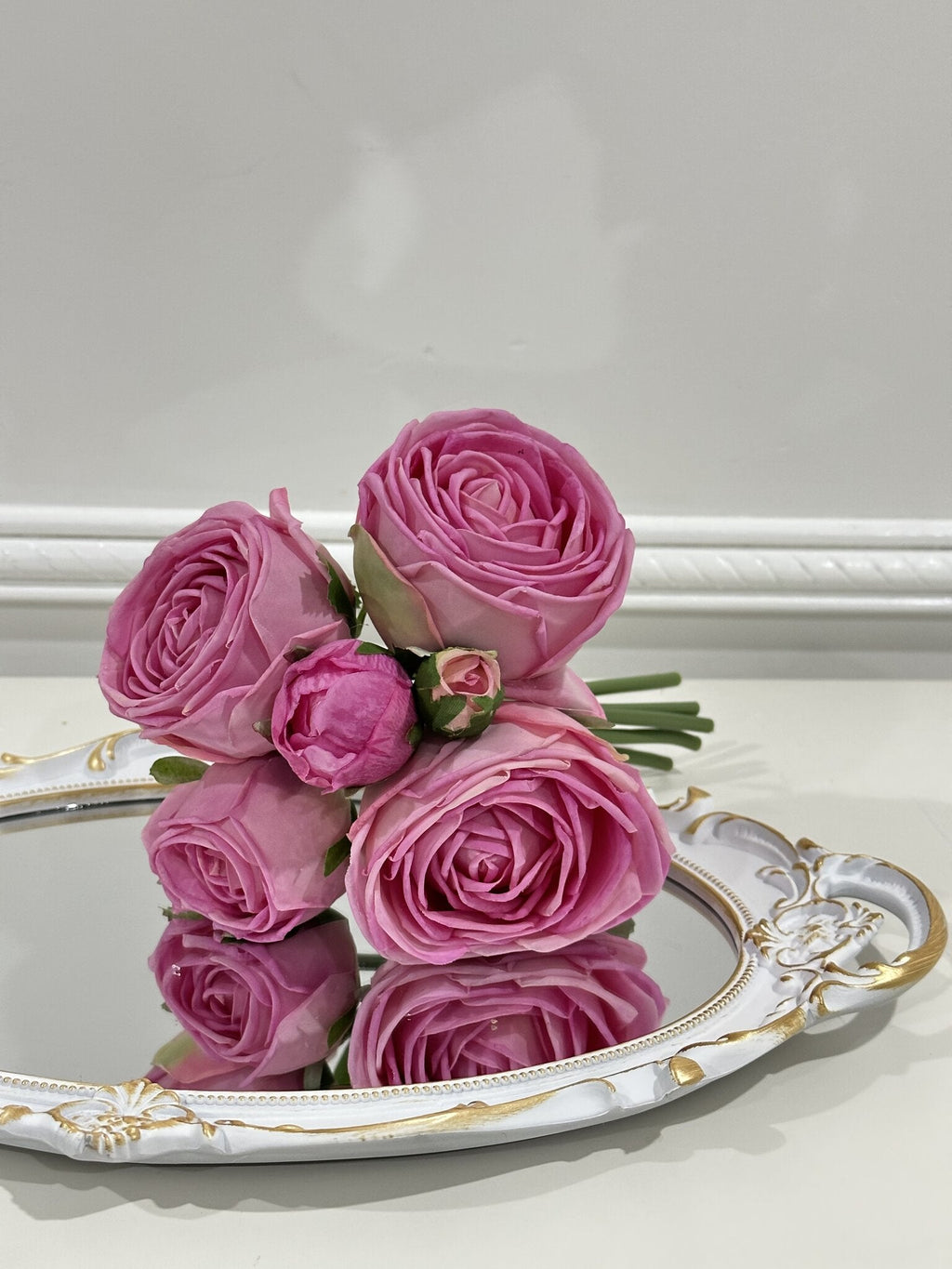 5-Stem Real Touch Garden Rose Bouquet - Mauve Pink