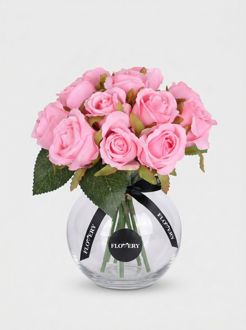 9 Silk Small Rose Bouquet - Pink