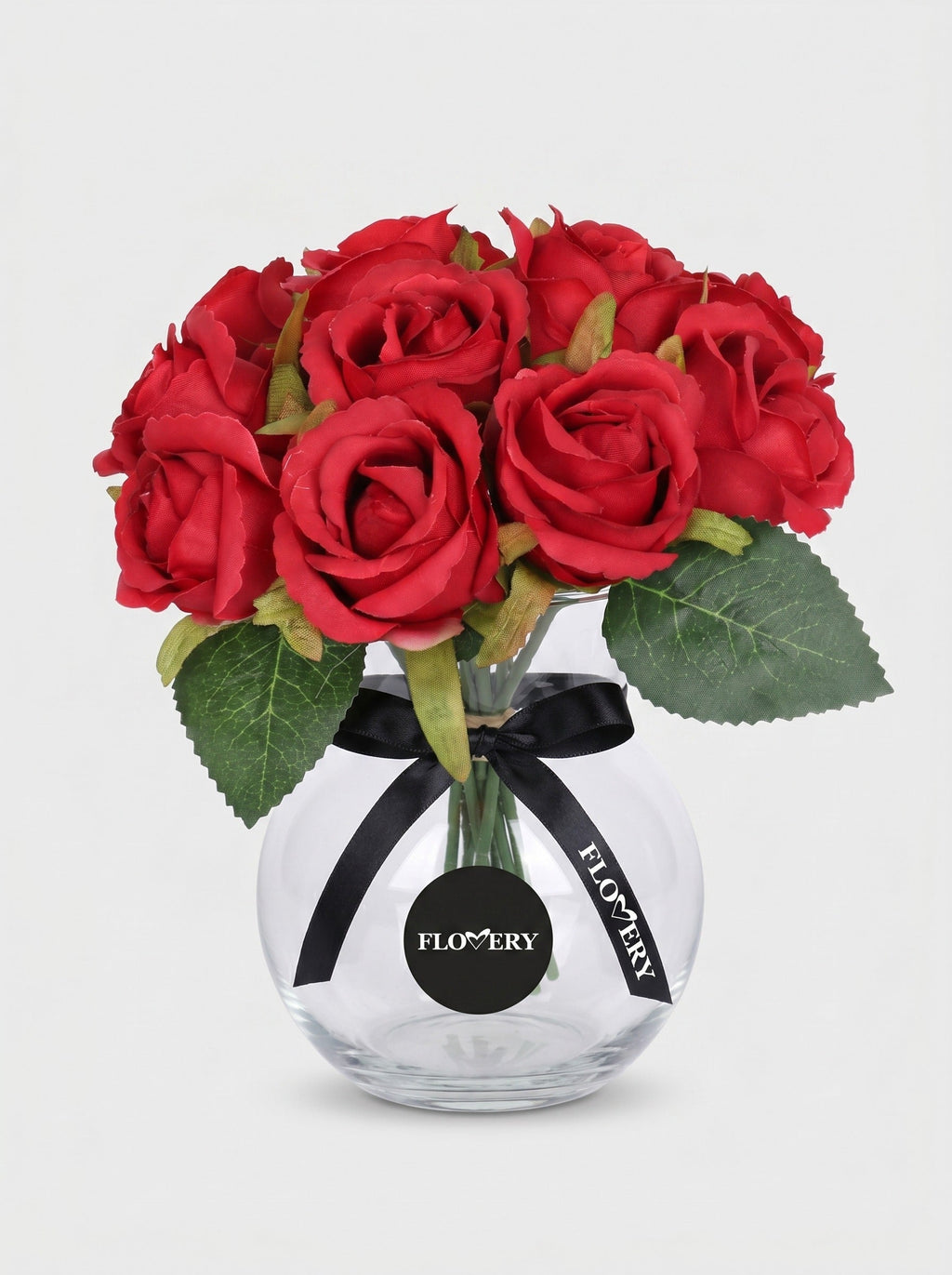 9 Silk Small Rose Bouquet - Red