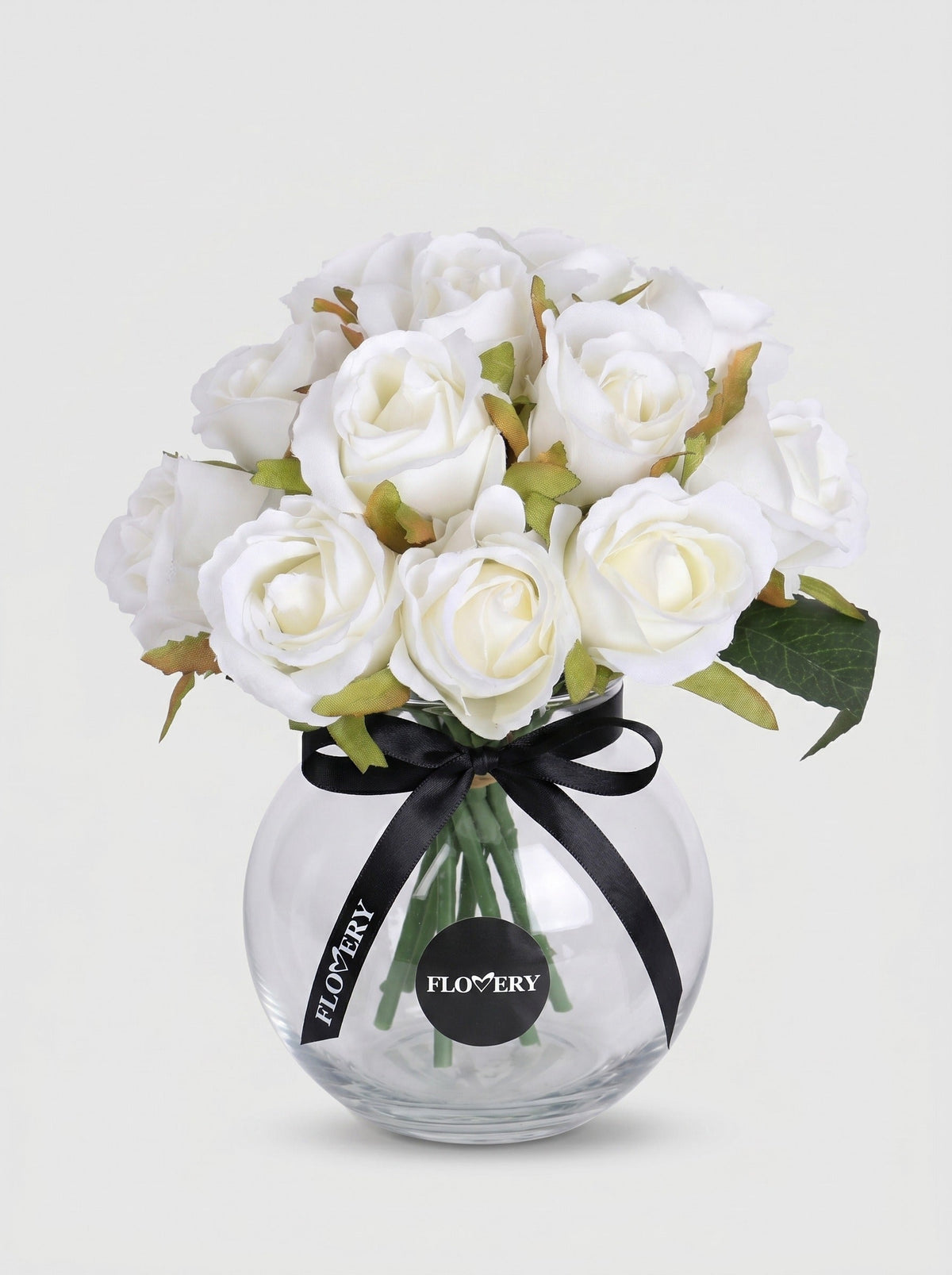 9 Silk Small Rose Bouquet - White