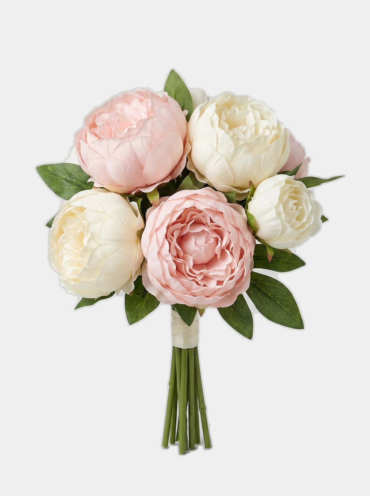 5 Silk Peony Bouquet - White Pink - Studio v2