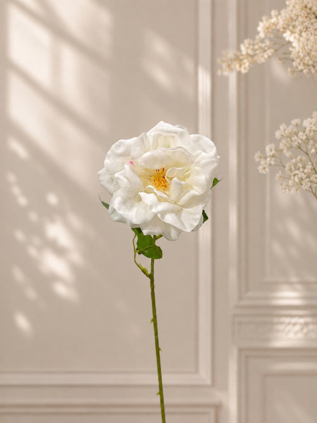Real Touch English Garden Rose Stem White