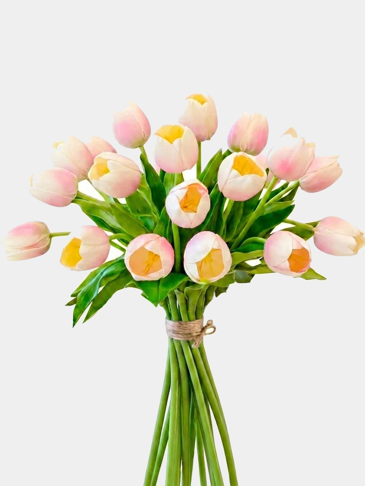 Set of 6 Real Touch Tulip Stems - Light Pink Ombre