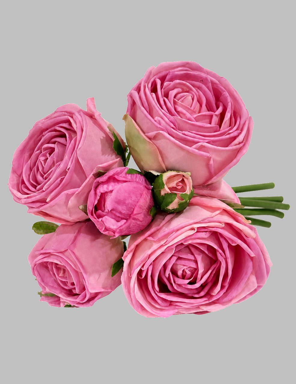6 Stem Real Touch Cabbage Garden Rose Bouquet - IMG_8298 gray