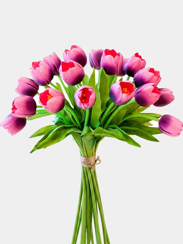 Set of 6 Real Touch Tulip Stems - Purple