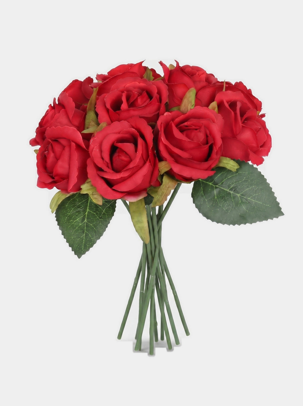 9 Silk Small Rose Bouquet - Red - Bouquet v2
