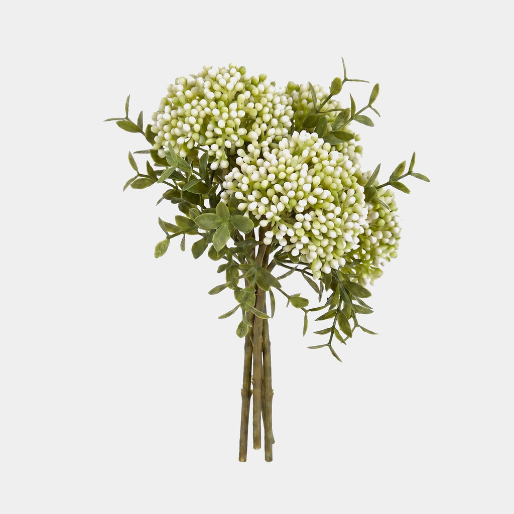 Pink Oat Berry Fruit Stems | Artificial Floral Filler - White Green