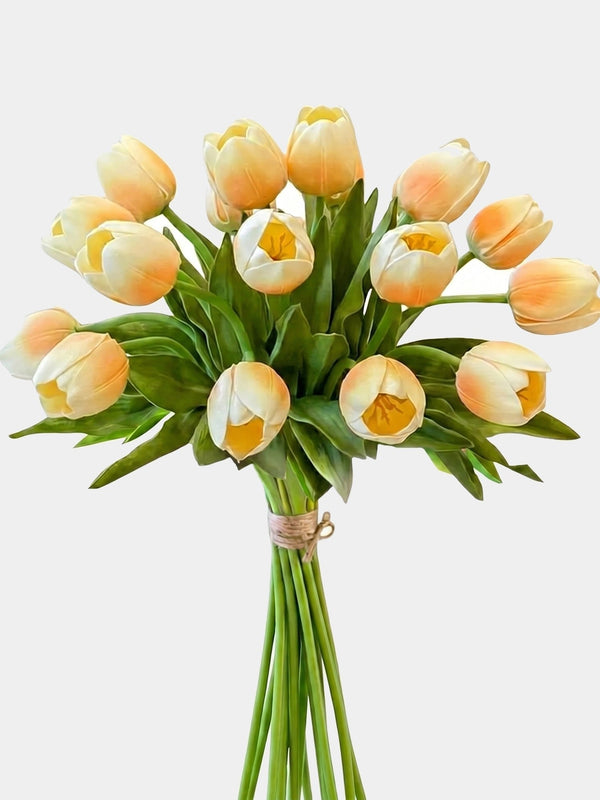 Set of 6 Real Touch Tulip Stems - Yellow Ombre